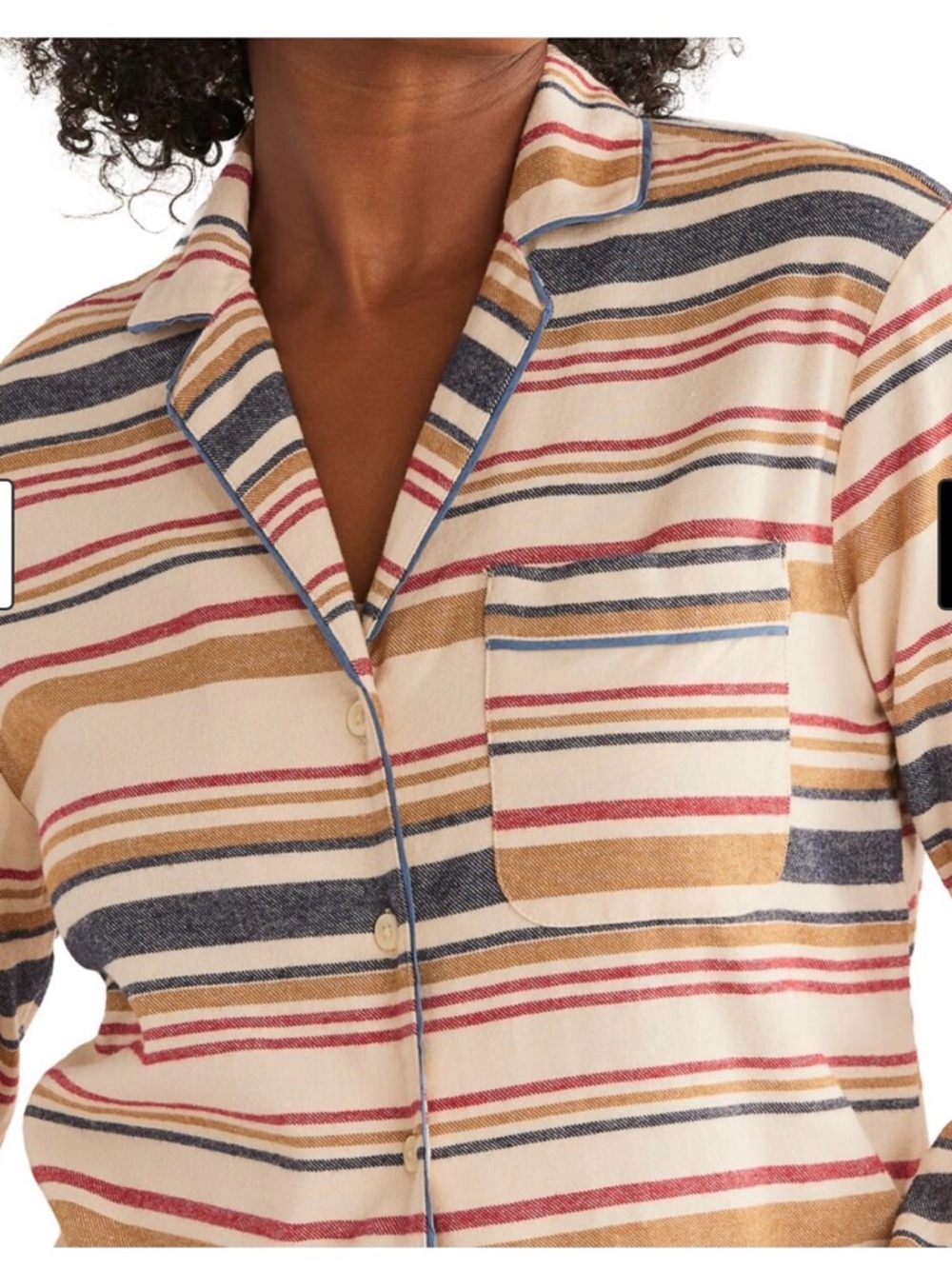 Pendleton Striped Pajama set in Navy, Red, Tan & Cream - Picture 2 of 5